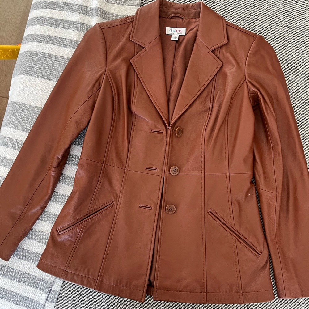 d'eco Women's Tan Leather Blazer